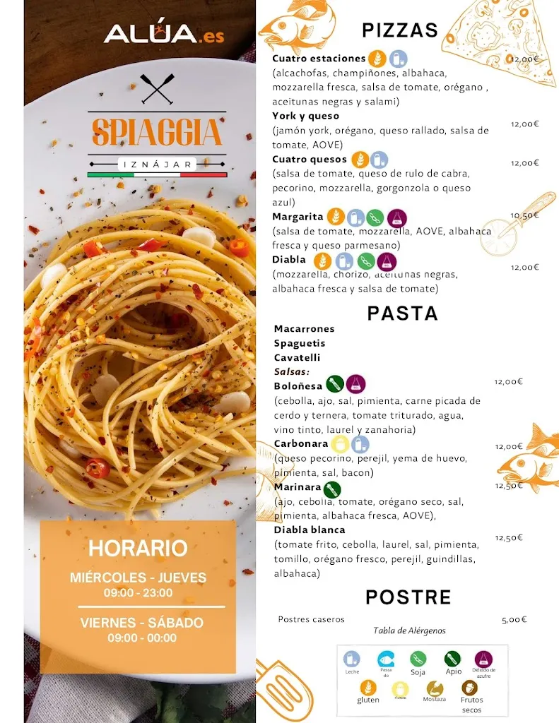 Menu_Spiaggia Iznájar - Restaurante Camping Valdearenas_Iznájar_image_1