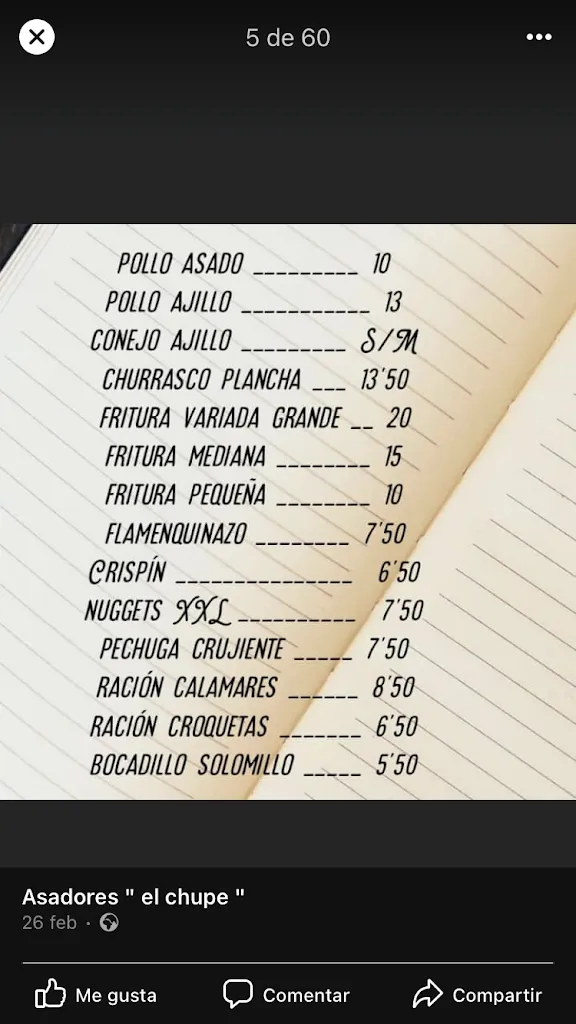 Menu_El Chupe_Montilla_image_1