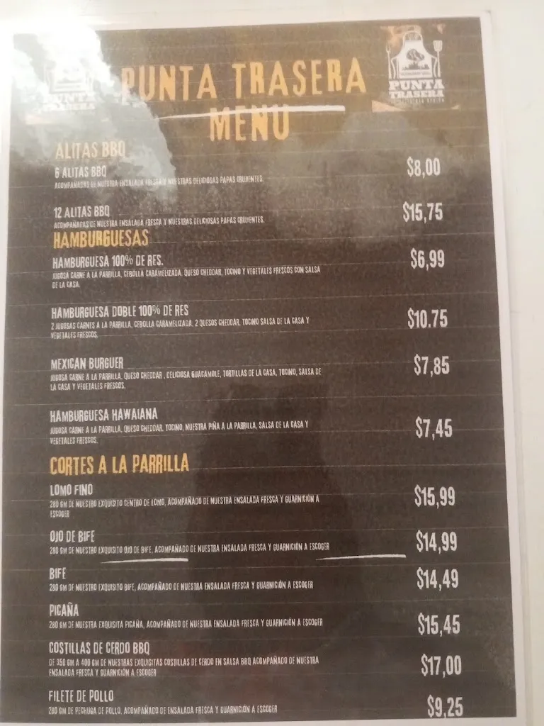 Menu_Punta Trasera Restaurant & Grill®_Carcelén_image_1