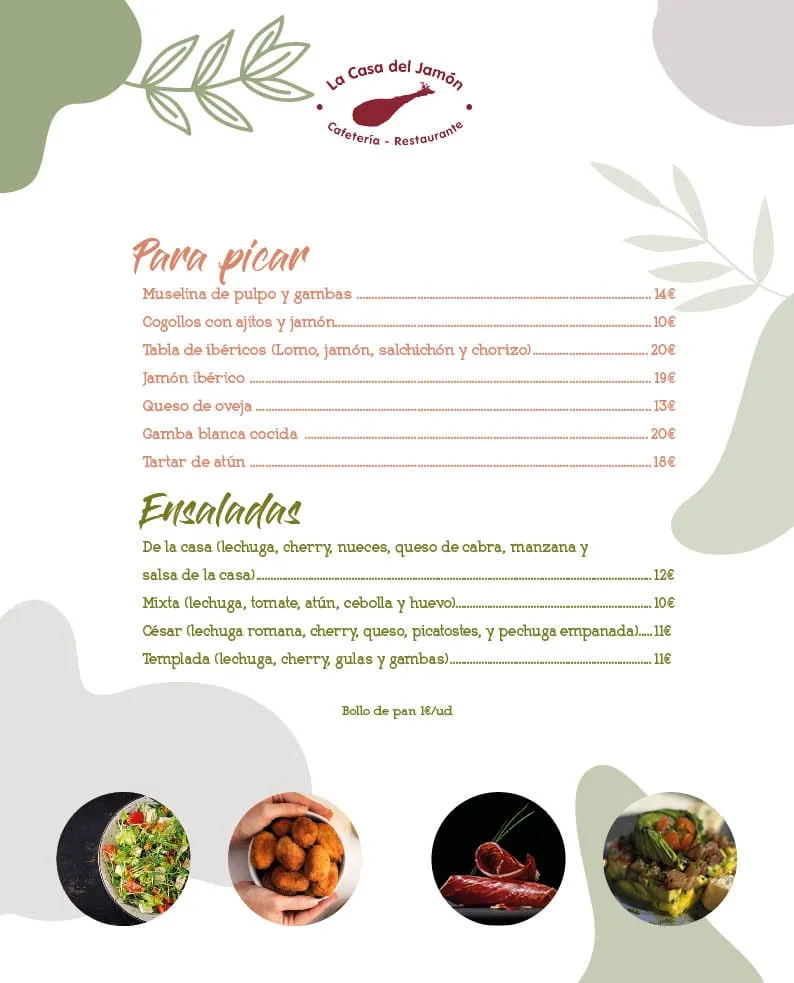 Menu_Bar restaurante La Casa del Jamón_Pozoblanco_image_1