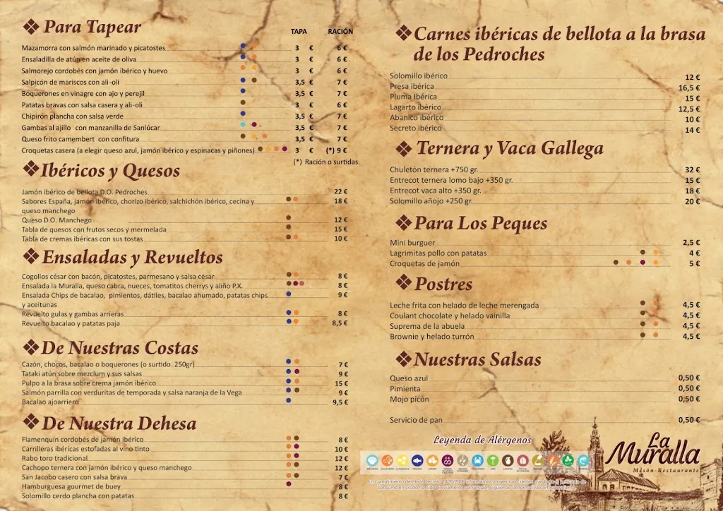 Menü_Bar- Restaurante La Muralla de Palma_Palma del Río_Bild_1