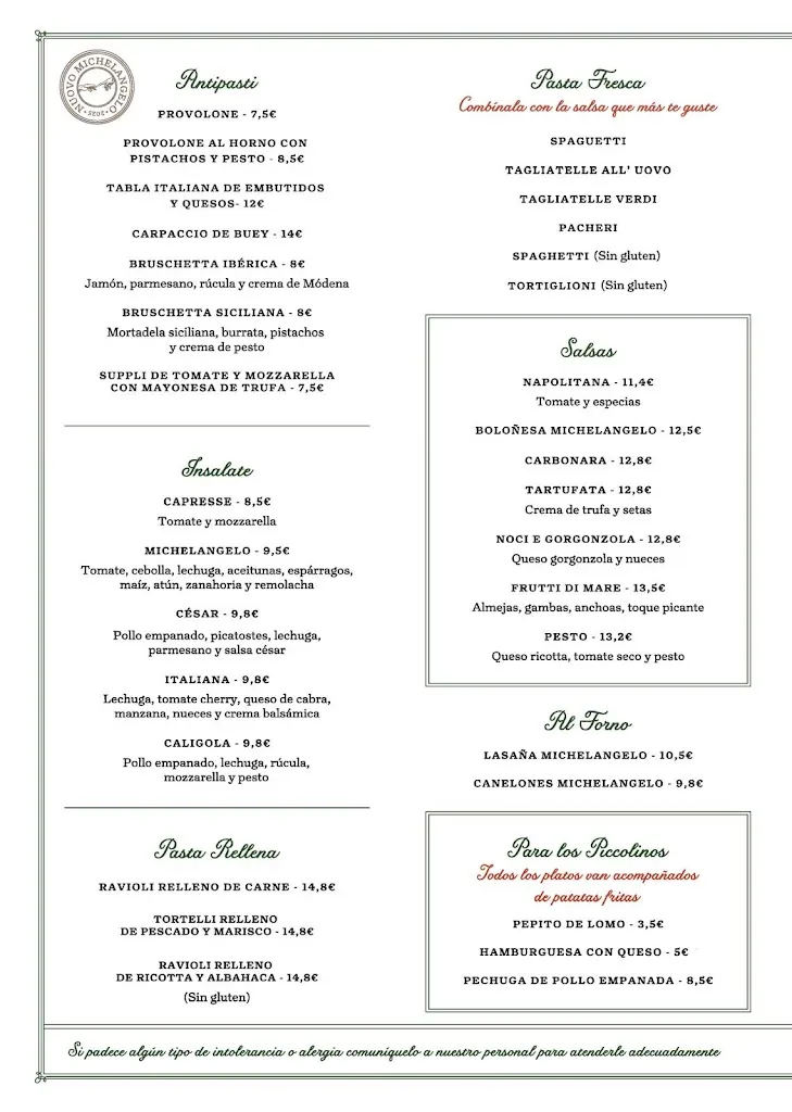Menu_Nuovo Michelangelo_Palma del Río_image_2