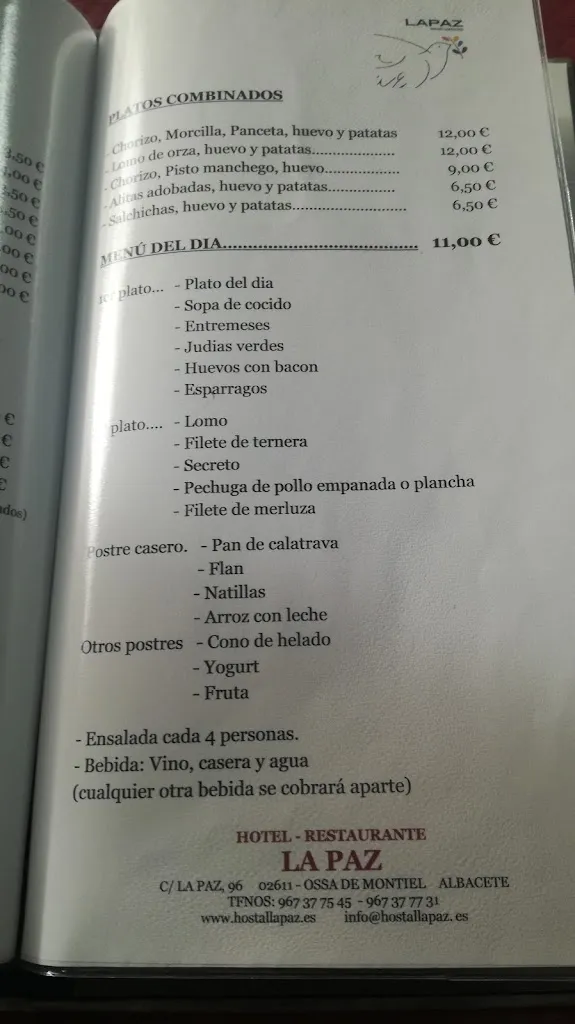Menu_La Paz Bar Restaurante_Ossa de Montiel_image_2