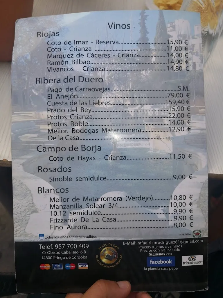 Menu_La Pianola Casa Pepe_Priego de Córdoba_image_1