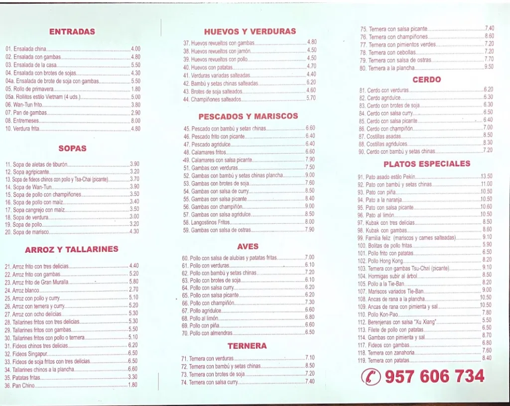 Menu_Restaurante Gran Muralla PUENTE GENIL_Puente Genil_immagine_2
