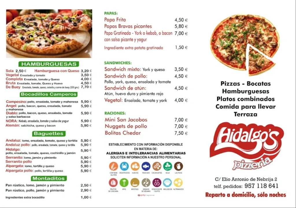 Menu_Pizzeria Hidalgo's_Puente Genil_immagine_1