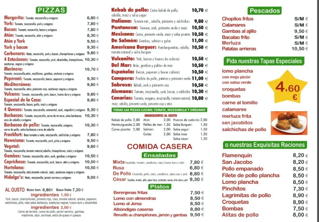Menu_Pizzeria Hidalgo's_Puente Genil_immagine_2