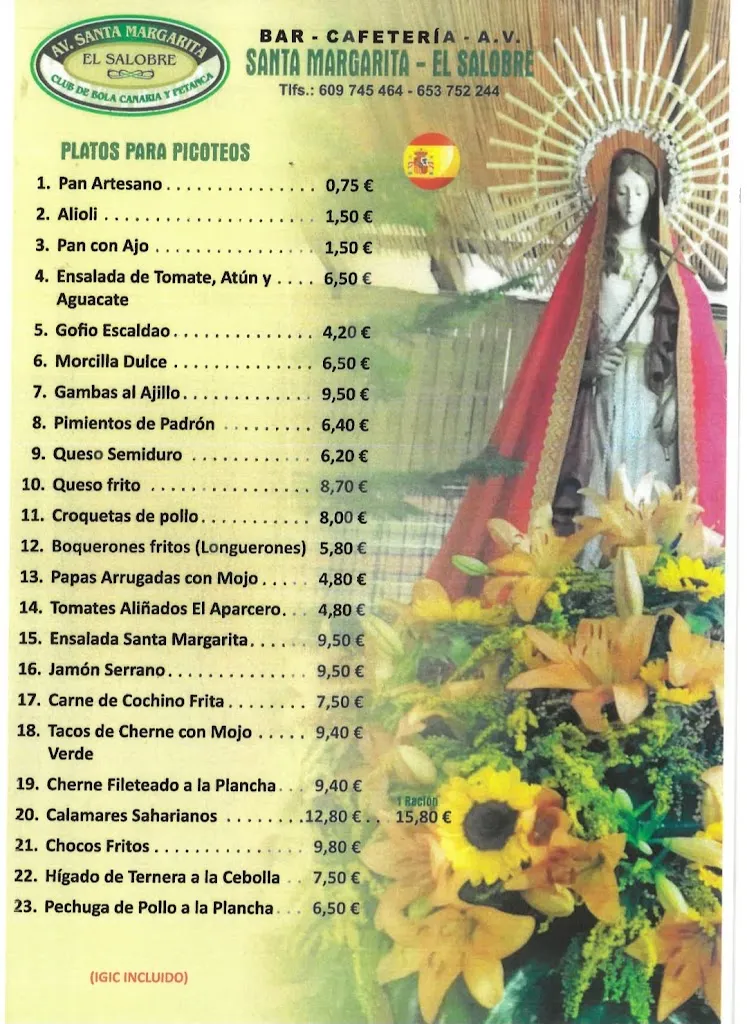 Menu_Bar Café Asociación de Vecinos Santa Margarita El Salobre_Salobre_image_1
