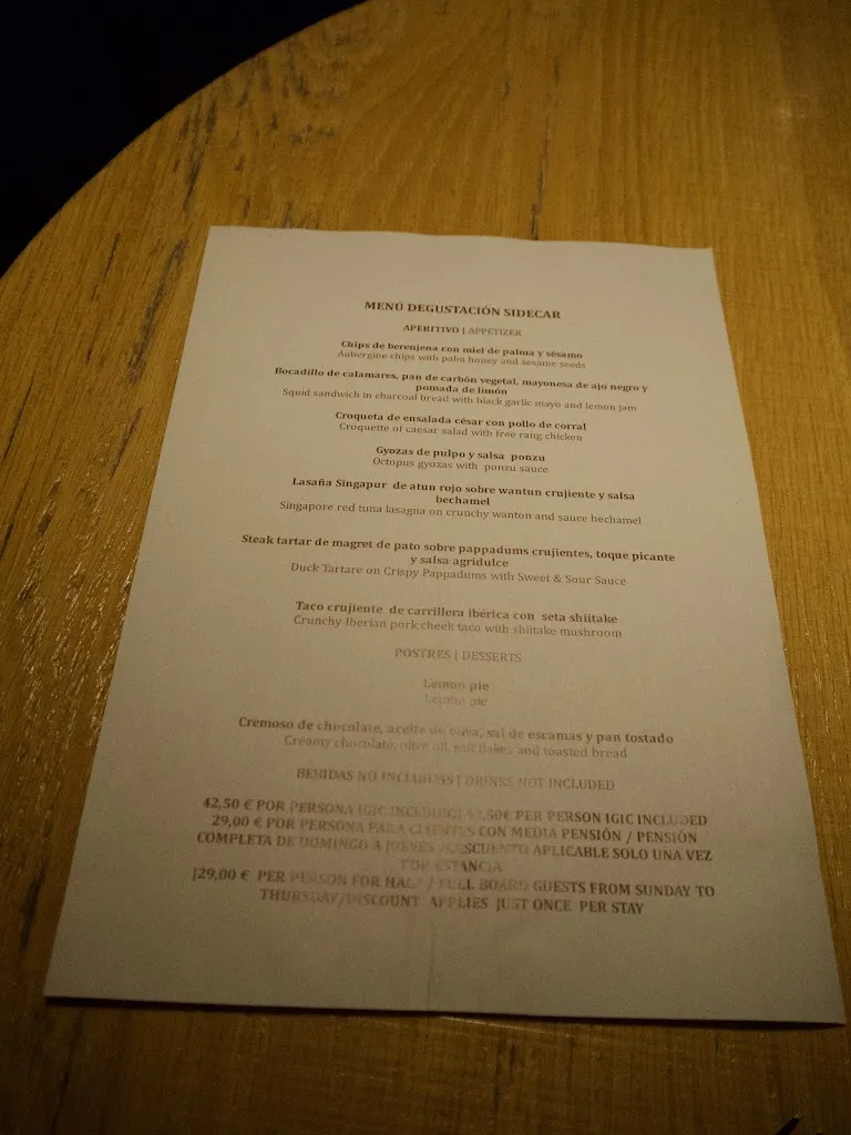 Menü_Restaurante Sidecar_Salobre_Bild_3