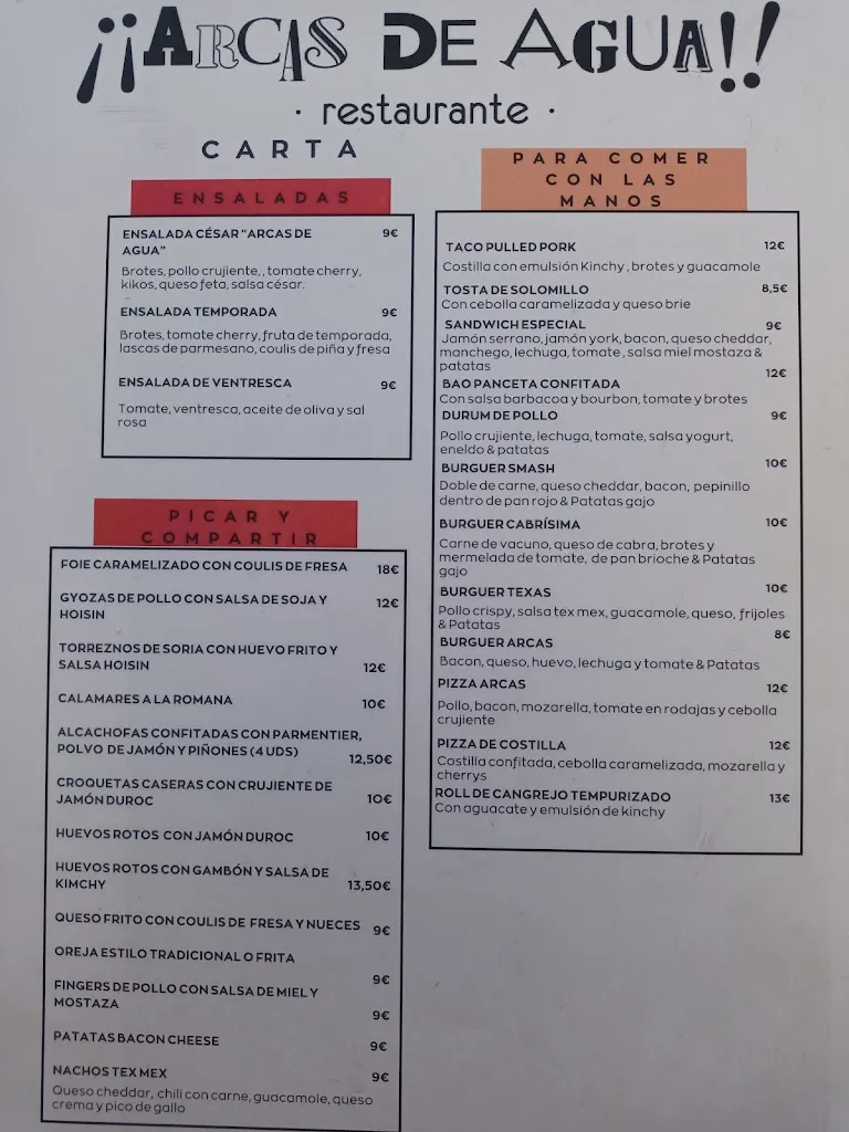 Menu_Arcas de Agua Restaurante_Arcas del Villar_immagine_2