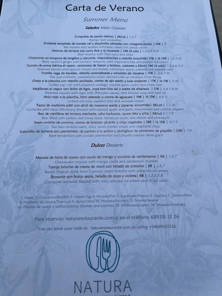 Menu_Natura Restaurante Bistró_Abia de la Obispalía_immagine_3