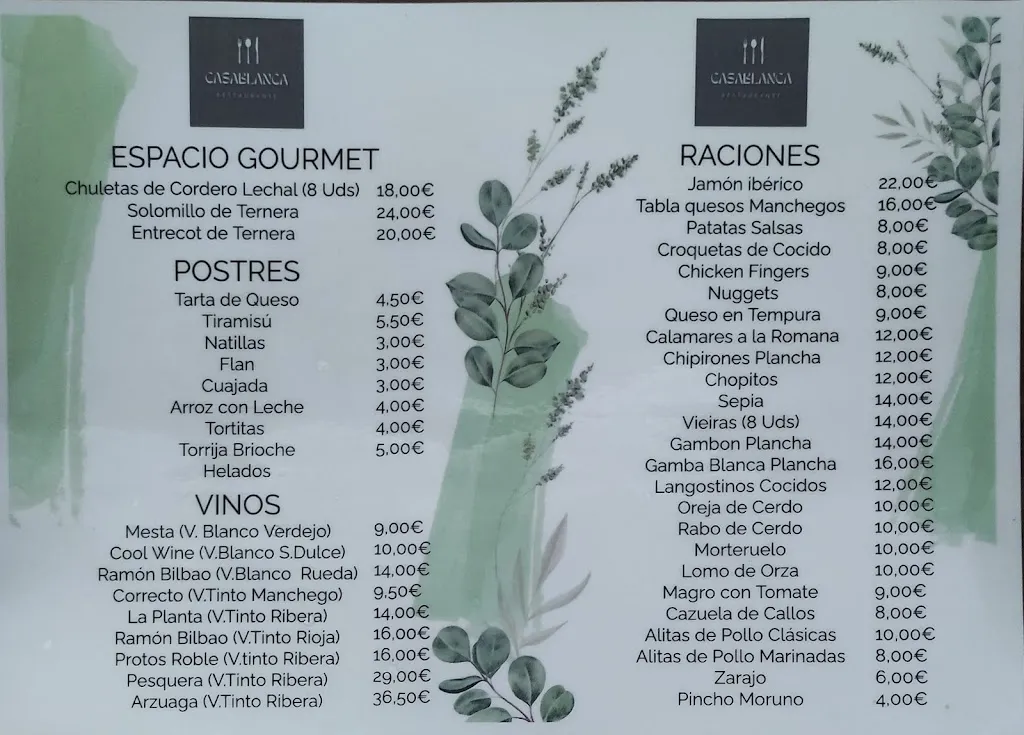 Menu_Restaurante Casablanca_Campos del Paraíso_image_1