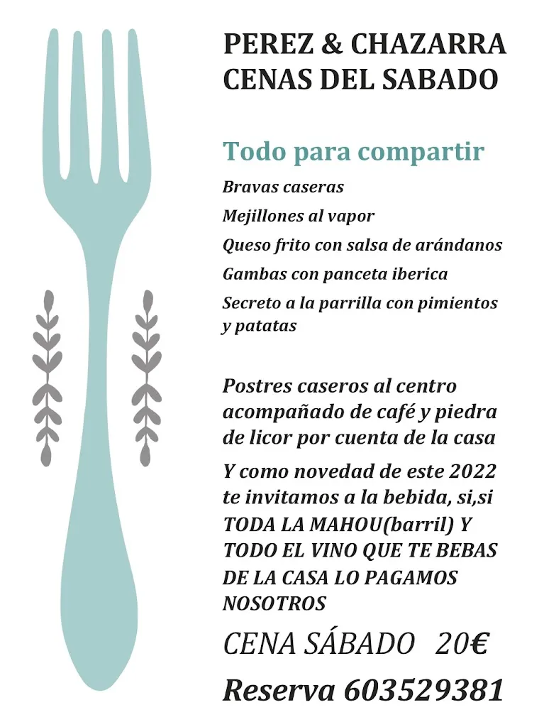 Menu_BAR RESTAURANTE PÉREZ & CHAZARRA._Casas de Haro_image_1