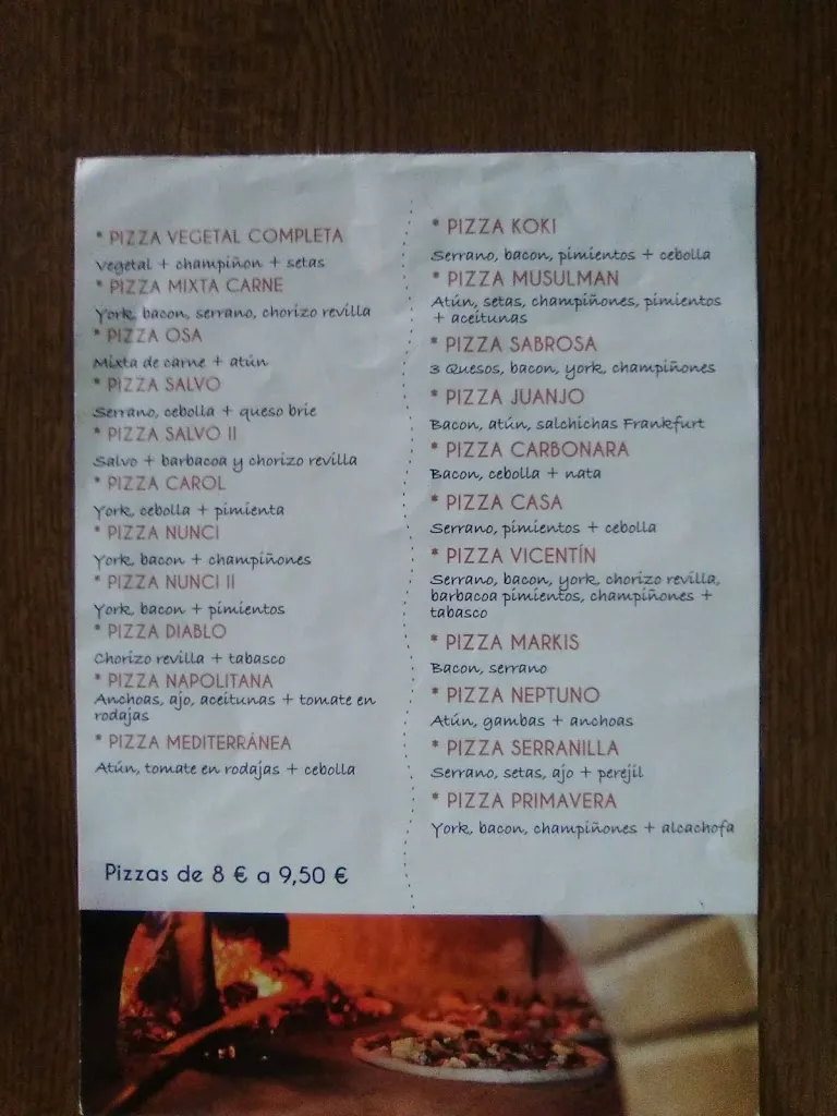 Menü_Restaurante - Pizzería Carol_Casasimarro_Bild_1