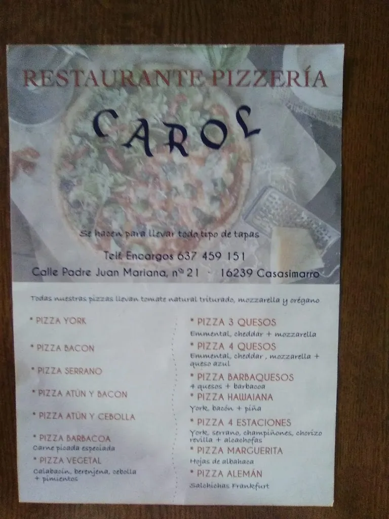 Menü_Restaurante - Pizzería Carol_Casasimarro_Bild_2