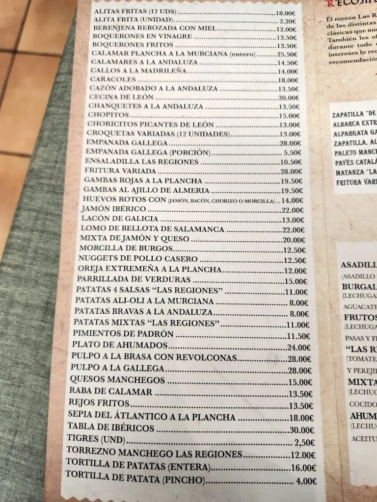 Menu_Mesón Las Regiones_Huelves_immagine_3