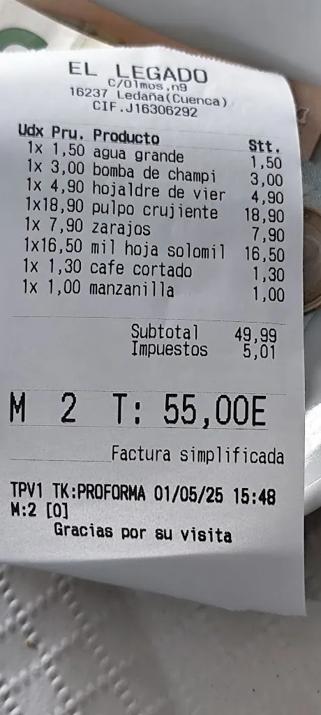 Carlos _Bar Restaurante El Legado_Ledaña_review