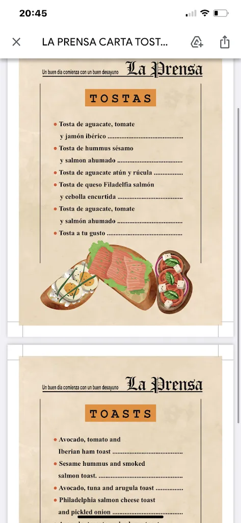 Menu_La Prensa. Bar Restaurantes en Gran Vía_Moya_image_3