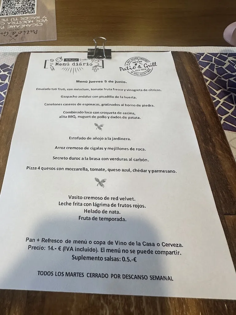 Menu_EL Pati&Grill pizzes a la brasa i de tapes_Lagunaseca_image_1