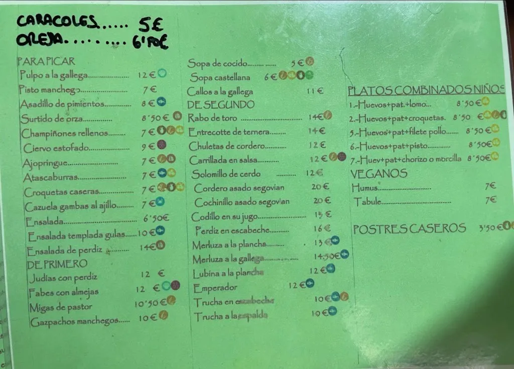 Menü_La pulpería_Riópar_Bild_2