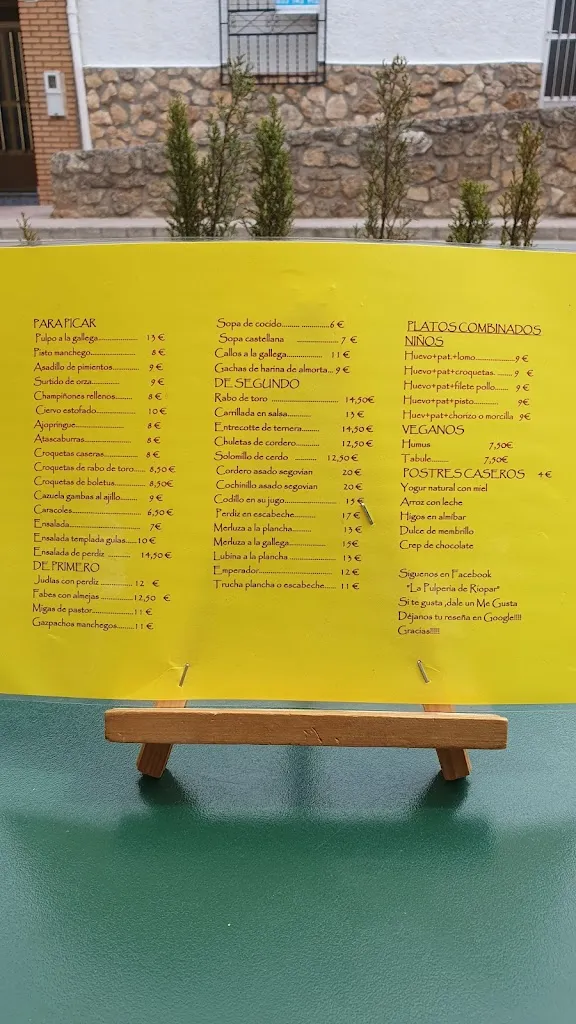 Menü_La pulpería_Riópar_Bild_4