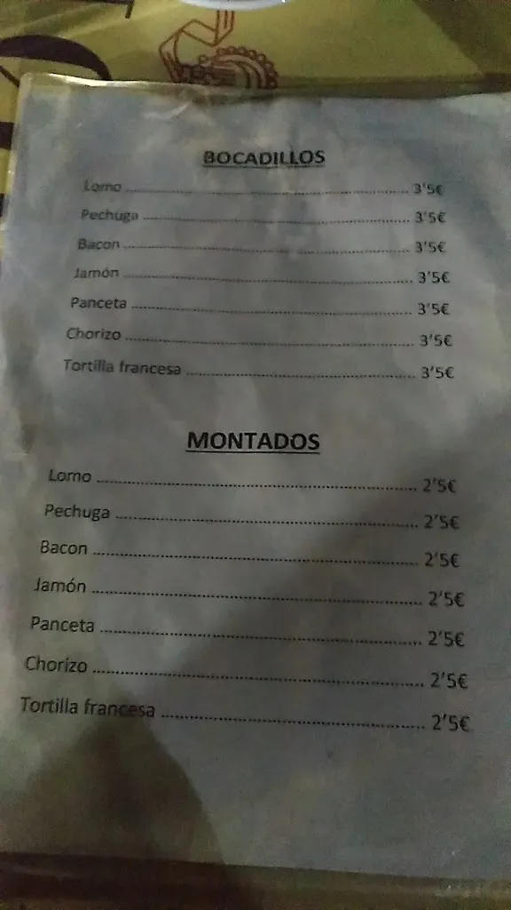 Menu_BAR-RESTAURANTE Mariana._Olmedilla de Eliz_image_1