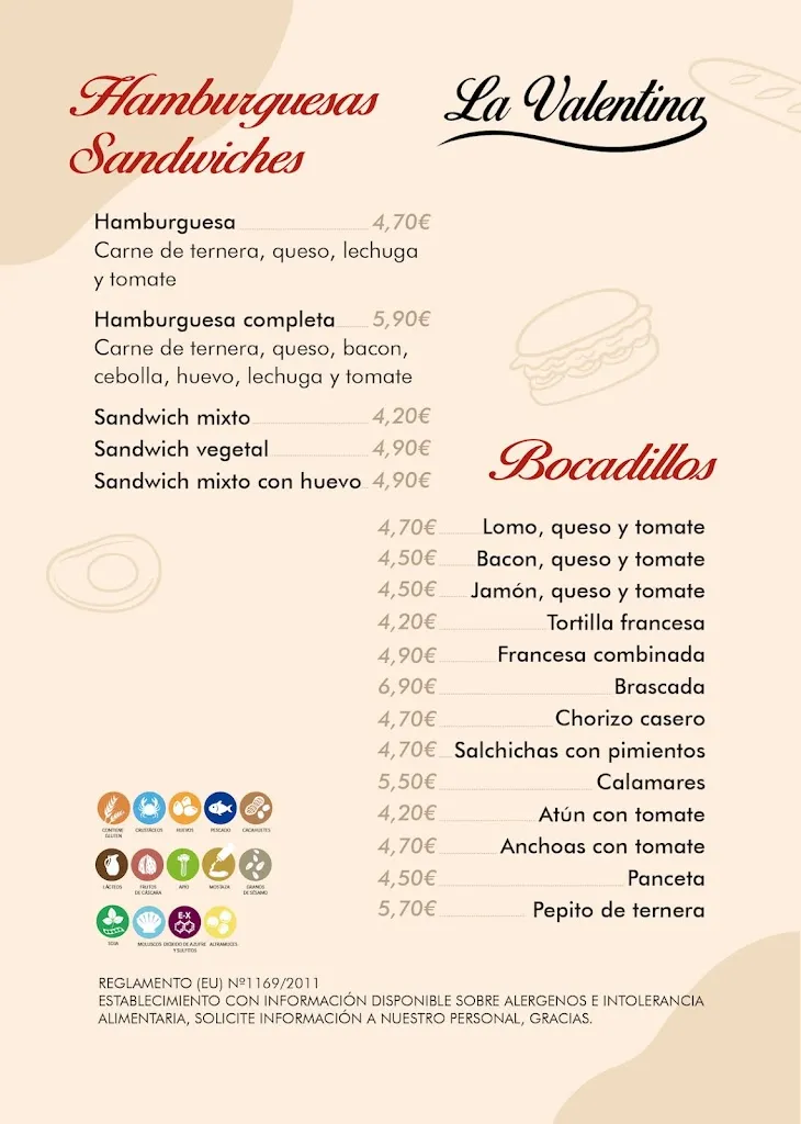 Menu_La Valentina Caffetteria - Pizzerie - Ristorante_Motilla del Palancar_image_1