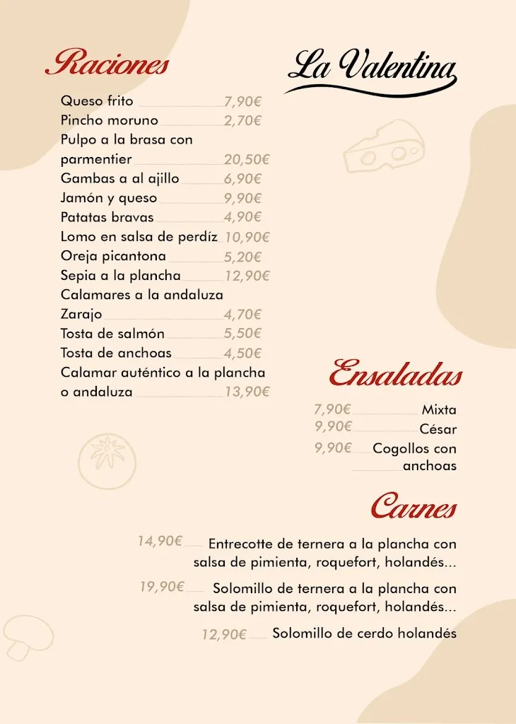 Menu_La Valentina Caffetteria - Pizzerie - Ristorante_Motilla del Palancar_image_2