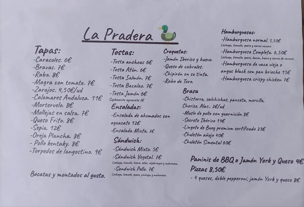 Menu_RESTAURANTE LA PRADERA._Picazo El_image_1
