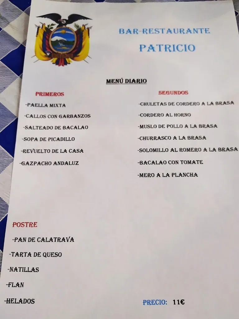 Menu_Bar Restaurante Patricio_Picazo El_image_2