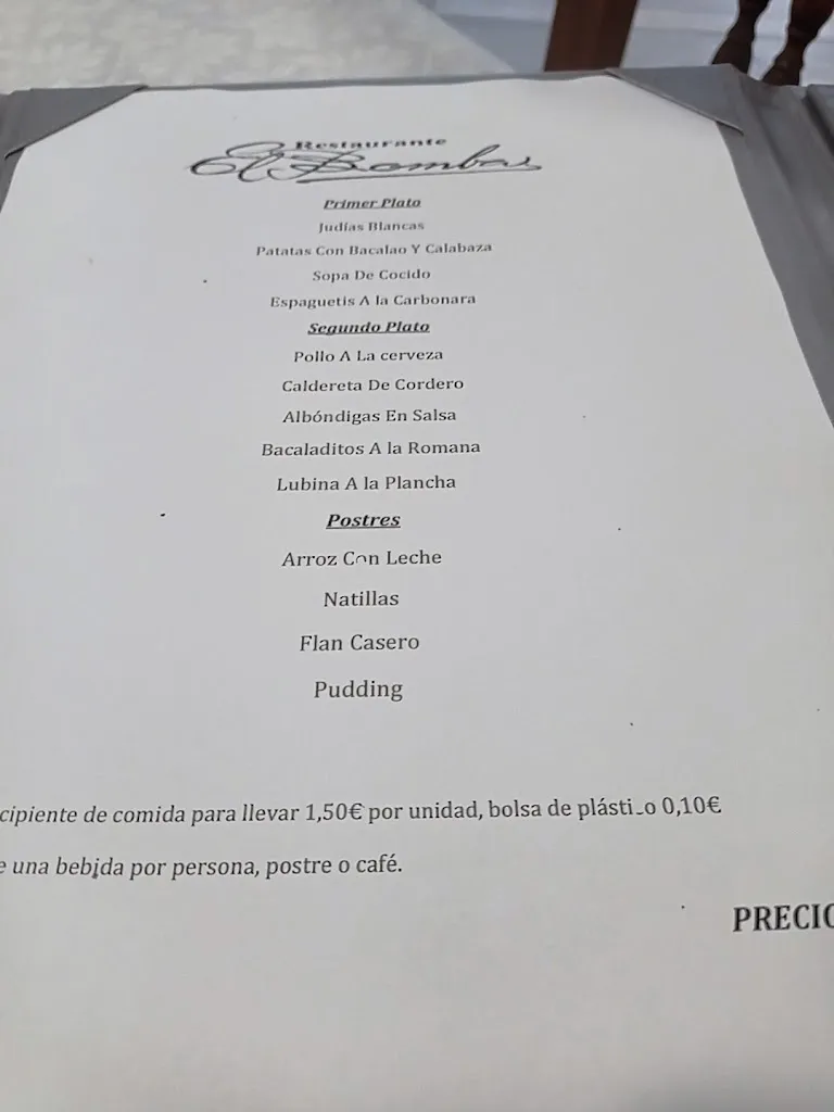 Menu_Restaurante El Bomba_Pedroñeras Las_immagine_2