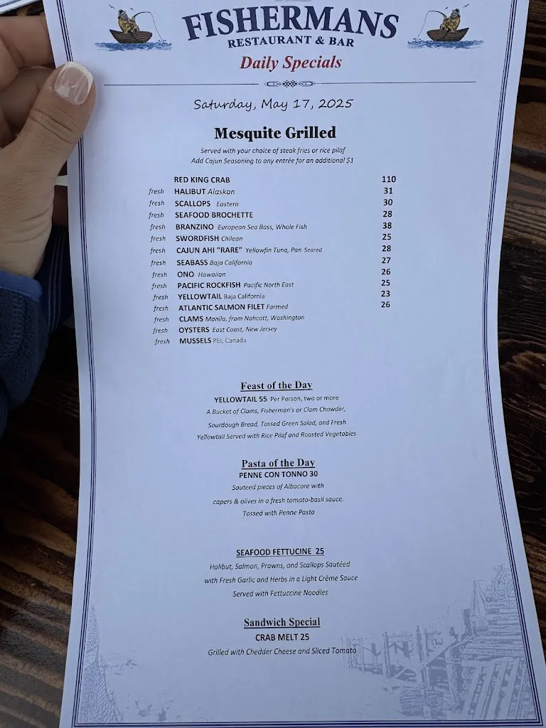 Menu_Fisherman's Restaurant & Bar_San Clemente_image_3