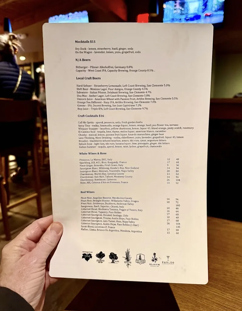 Menu_Parlor, Woodfire Kitchen & Cocktails_San Clemente_image_1