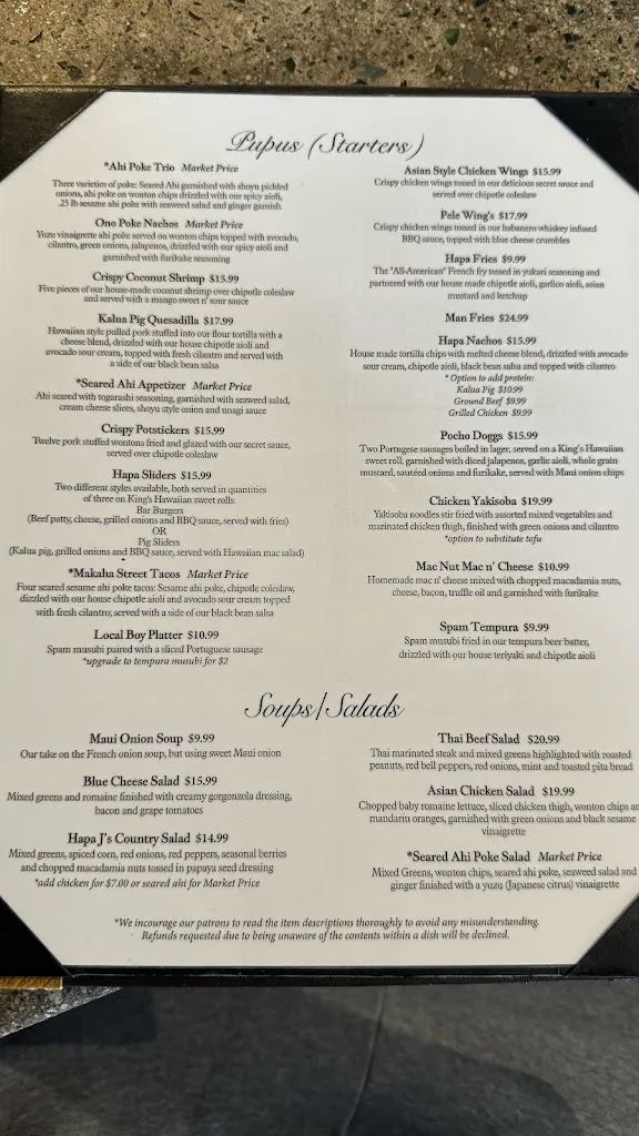 Menu_Hapa J's_San Clemente_immagine_2