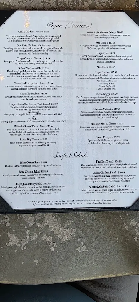 Menu_Hapa J's_San Clemente_immagine_3