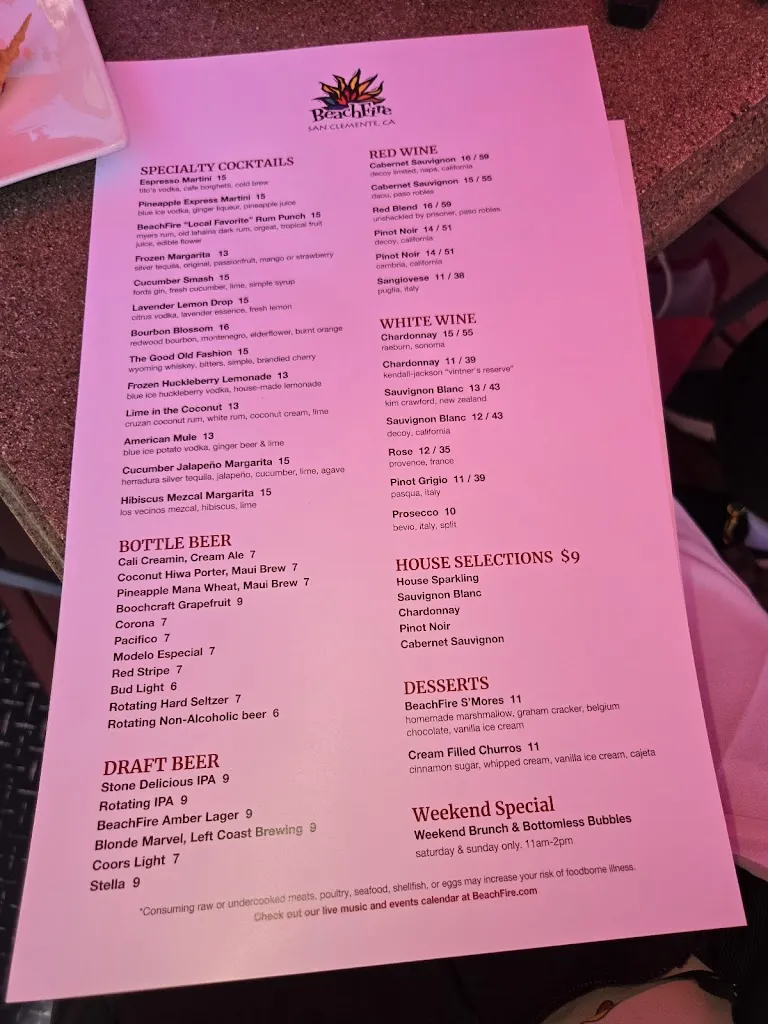 Menu_BeachFire Bar & Grill_San Clemente_image_2
