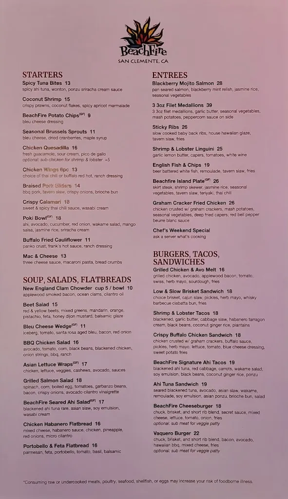 Menu_BeachFire Bar & Grill_San Clemente_image_4