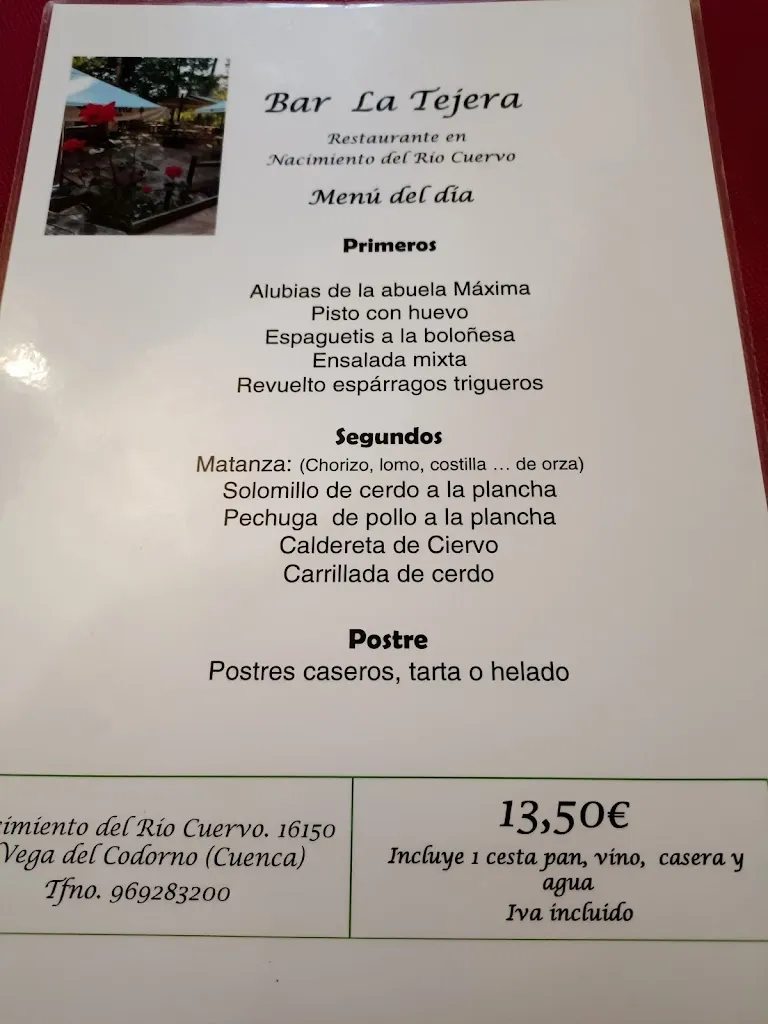 Menu_Bar-restaurante La Tejera_Vega del Codorno_image_3