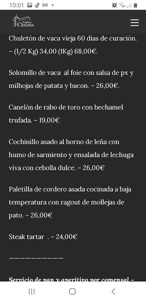 Menu_Fogón de la Casona_Valdemorillo de la Sierra_immagine_3