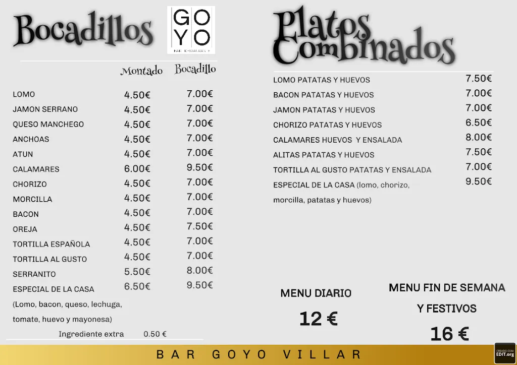 Menu_Bar Goyo_Villar del Infantado_image_2