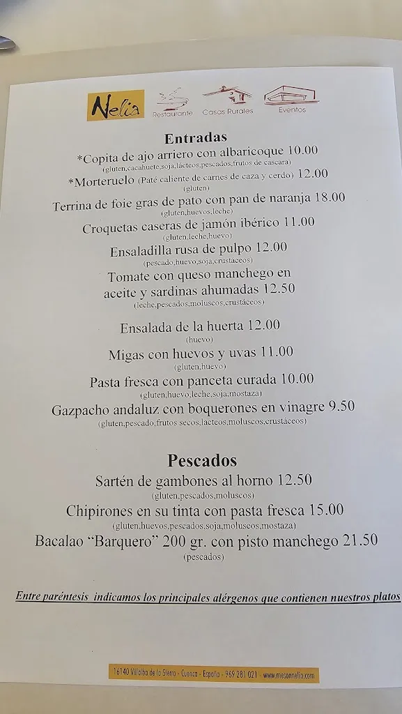Menu_Casa Rural Nelia_Villalba de la Sierra_image_1