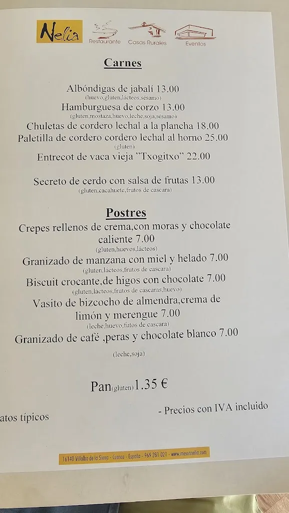 Menu_Casa Rural Nelia_Villalba de la Sierra_image_2