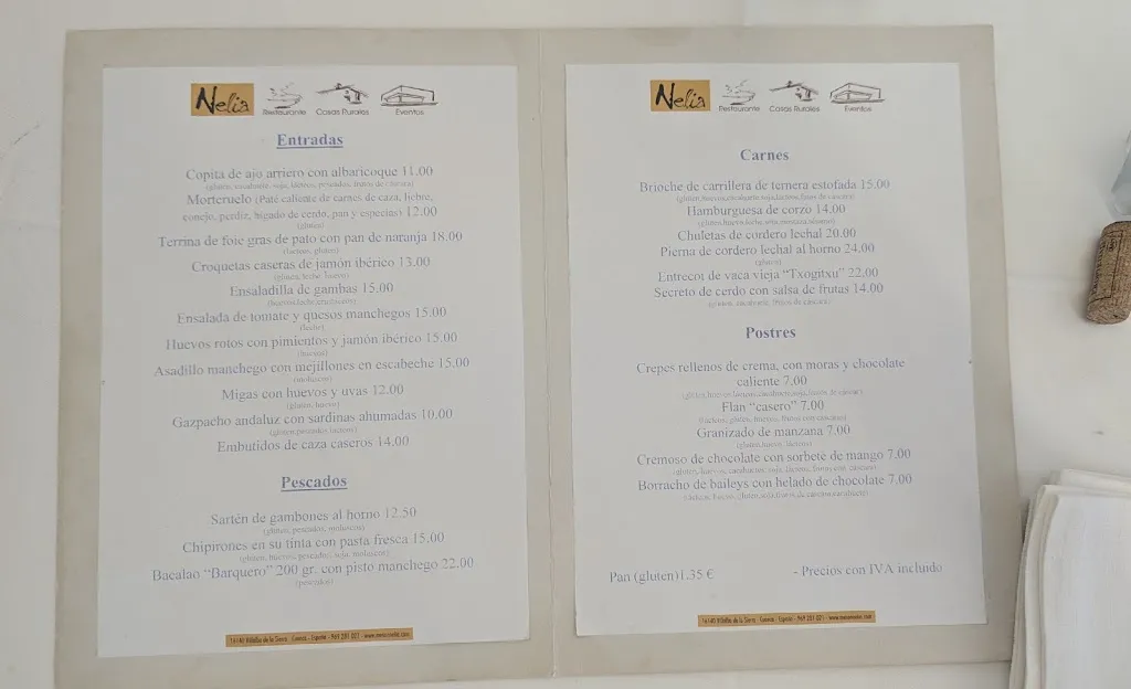 Menu_Casa Rural Nelia_Villalba de la Sierra_image_3