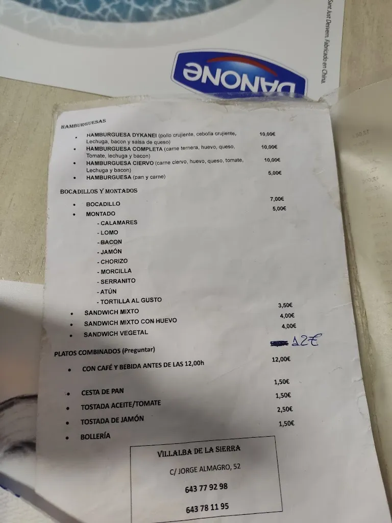 Menu_Bar Restaurante La Plaza - Dykanei_Villalba de la Sierra_image_1