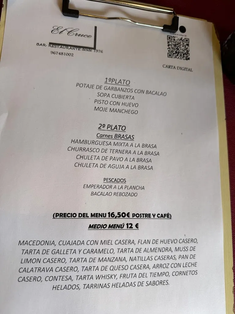 Menu_Bar-Restaurante El Cruce_Tarazona de la Mancha_image_1