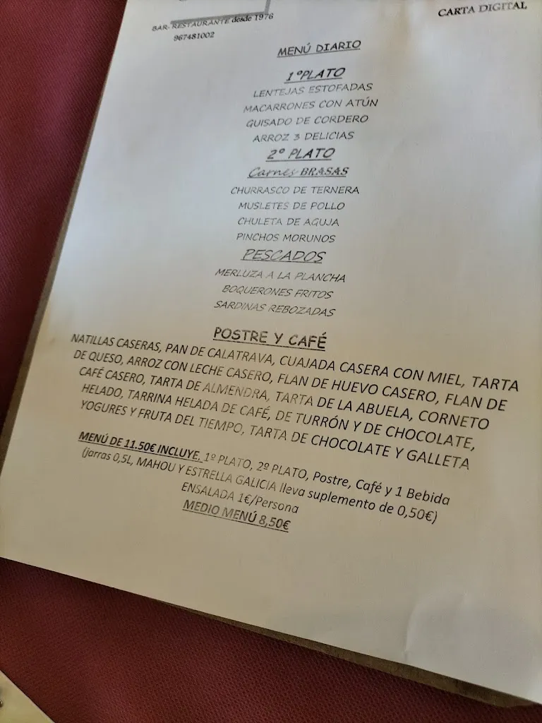 Menu_Bar-Restaurante El Cruce_Tarazona de la Mancha_image_2