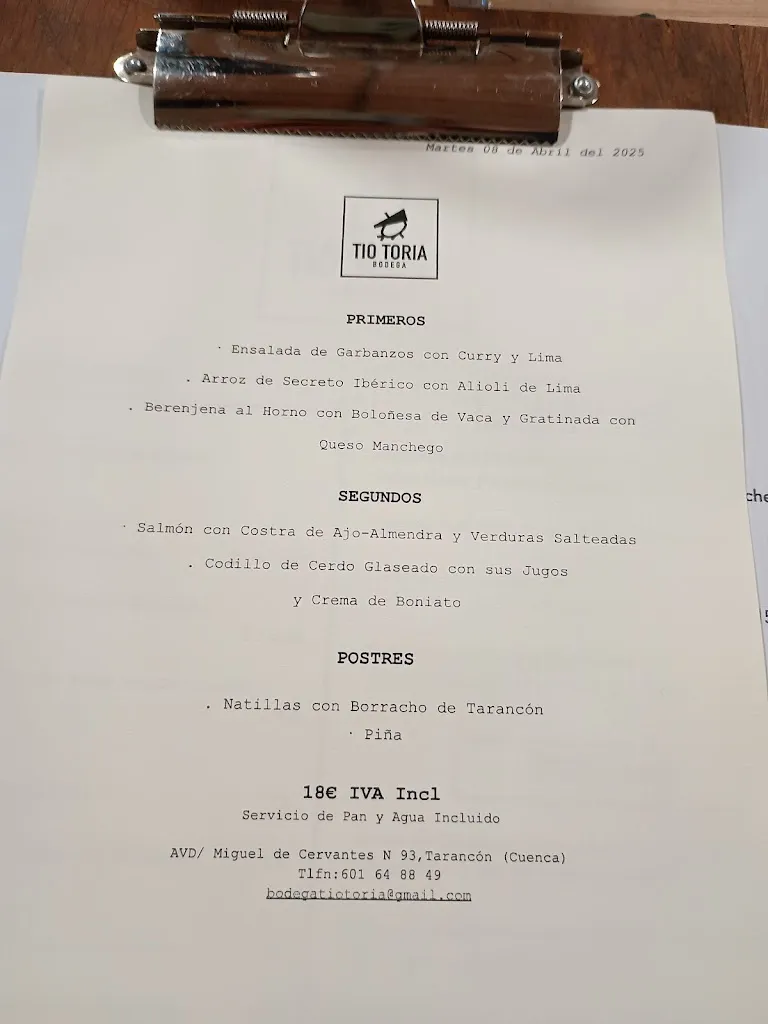 Menu_Restaurante Bodega Tío Toria_Tarancón_image_1