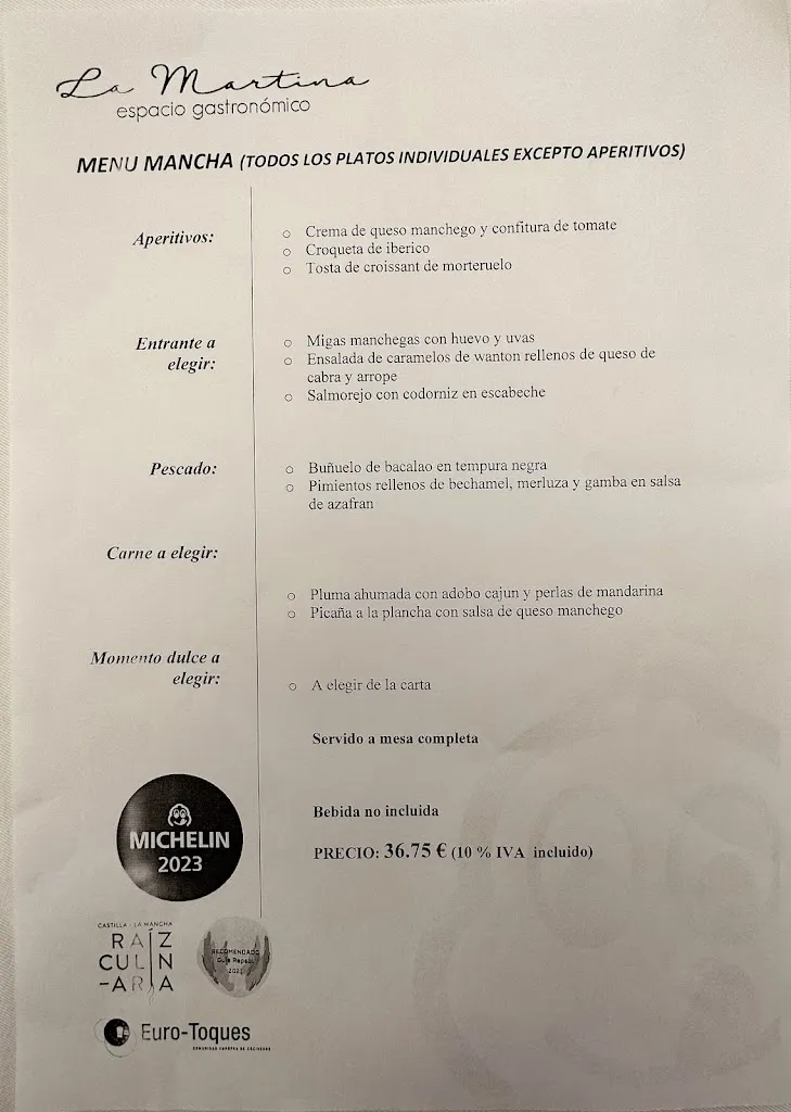 Menu_La Martina, Espacio gastronómico_Tarancón_immagine_1