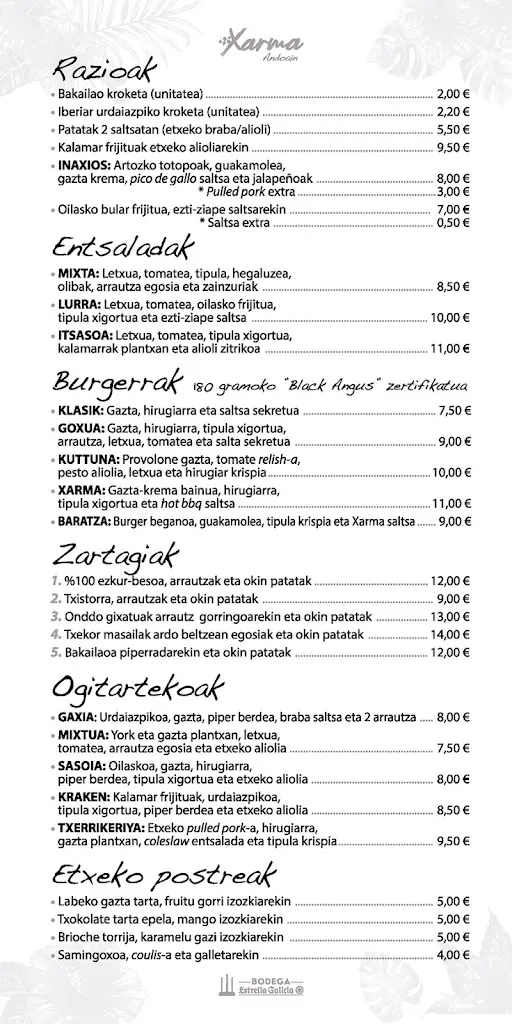 Menu_Xarma Andoain_Andoain_image_1