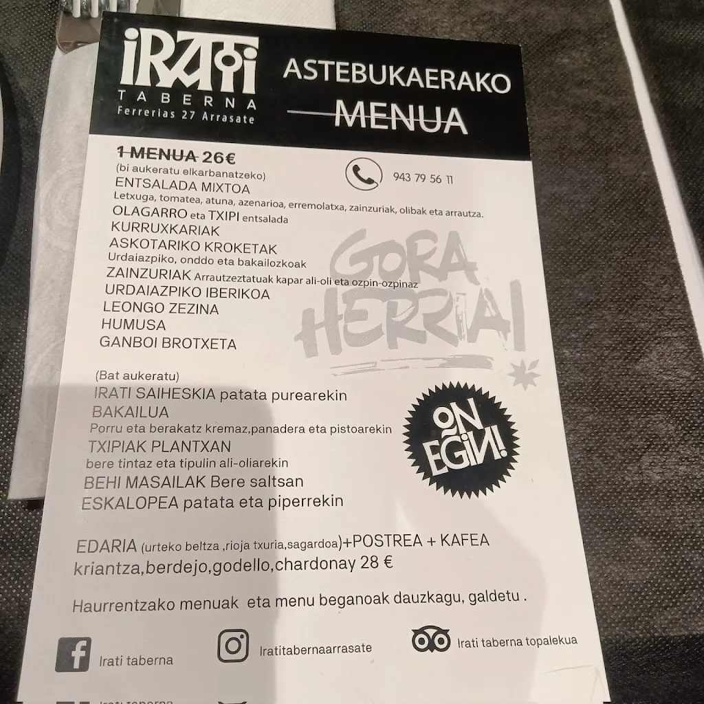 Menu_Irati Taberna Topalekua_Arrasate/Mondragón_image_1